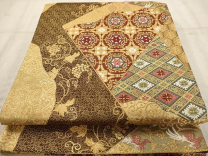 平和屋着物◎六通柄袋帯 唐織 名物裂 金糸 正絹 逸品 AAAW2760dt