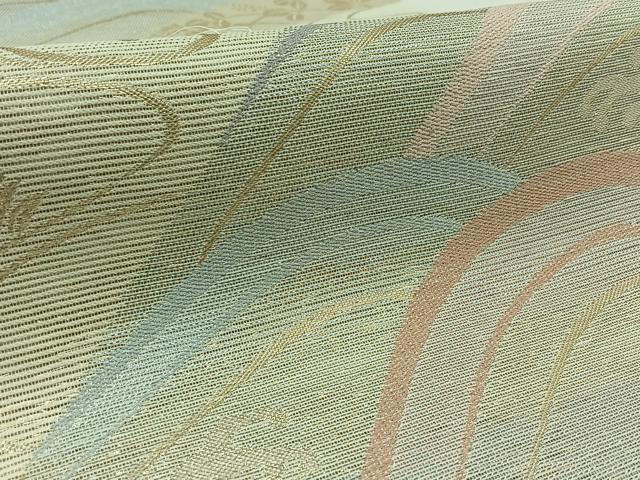 平和屋着物＊夏物　六通柄袋帯　流水草花文　金糸　正絹　逸品　AAAW3067jh