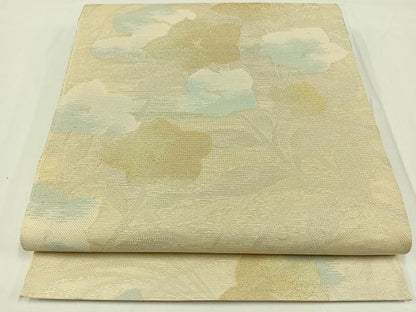 平和屋着物＊夏物　六通柄本袋帯　草花文　金糸　正絹　逸品　AAAW3084jh