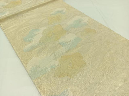 平和屋着物＊夏物　六通柄本袋帯　草花文　金糸　正絹　逸品　AAAW3084jh