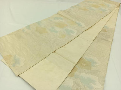平和屋着物＊夏物　六通柄本袋帯　草花文　金糸　正絹　逸品　AAAW3084jh