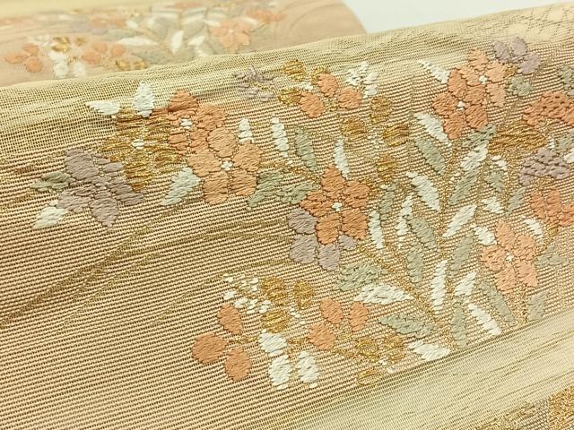 平和屋着物＊夏物 六通柄袋帯 唐織 横段花文 金糸 正絹 逸品 AAAW3086jh