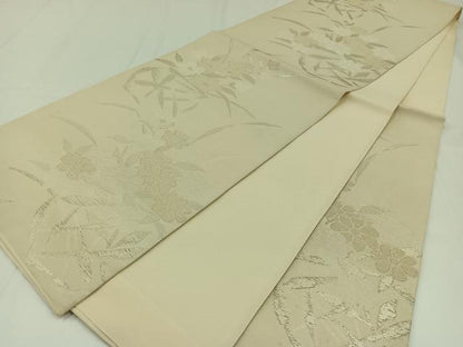 平和屋着物＊夏物 六通柄袋帯 花籠文 銀糸 正絹 逸品 AAAW3094jh