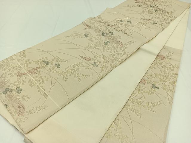平和屋着物＊夏物　六通柄袋帯　萩文　金糸　正絹　逸品　AAAW3095jh