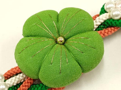 平和屋着物●和装小物 振袖用帯締め 装飾 ちりめん細工 パール 金糸 逸品 未使用 AAAW3353ay