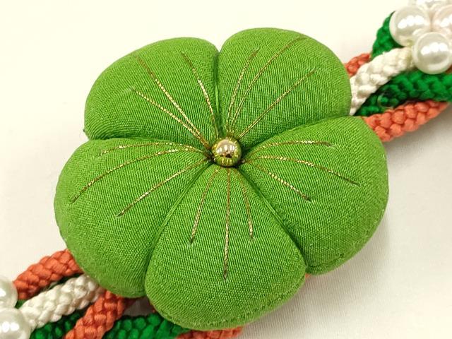 平和屋着物●和装小物 振袖用帯締め 装飾 ちりめん細工 パール 金糸 逸品 未使用 AAAW3353ay