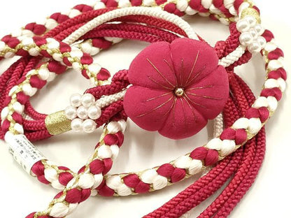 平和屋着物●和装小物 振袖用帯締め 装飾 ちりめん細工 パール 金糸 逸品 未使用 AAAW3357ay