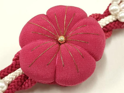 平和屋着物●和装小物 振袖用帯締め 装飾 ちりめん細工 パール 金糸 逸品 未使用 AAAW3357ay