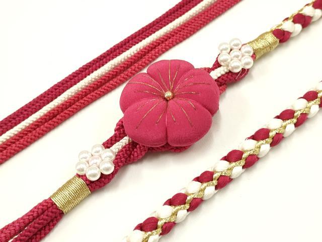 平和屋着物●和装小物 振袖用帯締め 装飾 ちりめん細工 パール 金糸 逸品 未使用 AAAW3357ay