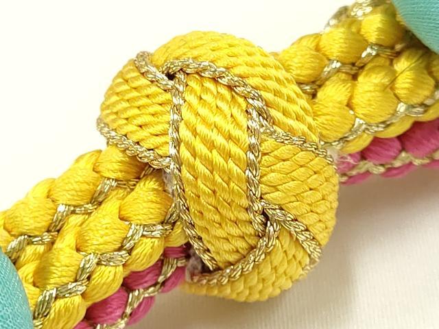 平和屋着物●和装小物 振袖用帯締め 装飾 ちりめん細工 あわじ玉 金糸 逸品 未使用 AAAW3364ay