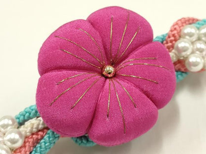 平和屋着物●和装小物 振袖用帯締め 装飾 ちりめん細工 パール 金糸 逸品 未使用 AAAW3366ay