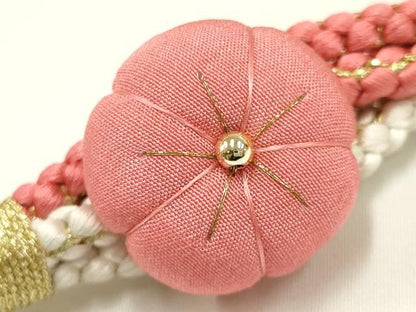 平和屋着物●和装小物　振袖用帯締め　装飾　つまみ細工　ちりめん細工　ラインストーン　金糸　逸品　未使用　AAAW3372ay