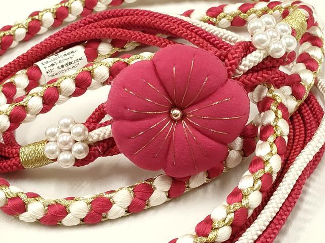平和屋着物●和装小物 振袖用帯締め 装飾 ちりめん細工 パール 金糸 逸品 未使用 AAAW3373ay