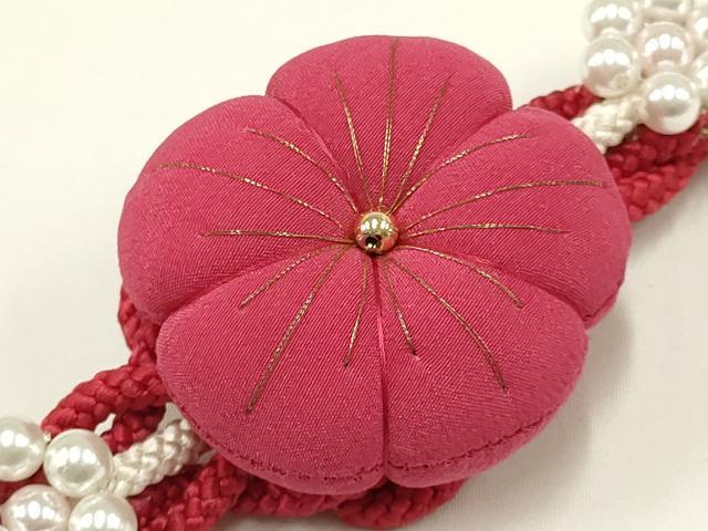 平和屋着物●和装小物 振袖用帯締め 装飾 ちりめん細工 パール 金糸 逸品 未使用 AAAW3376ay