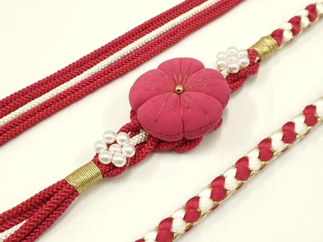 平和屋着物●和装小物 振袖用帯締め 装飾 ちりめん細工 パール 金糸 逸品 未使用 AAAW3376ay