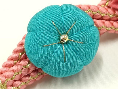 平和屋着物●和装小物　振袖用帯締め　装飾　つまみ細工　ちりめん細工　ラインストーン　金糸　逸品　未使用　AAAW3377ay