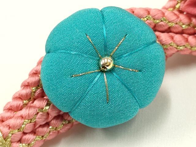 平和屋着物●和装小物　振袖用帯締め　装飾　つまみ細工　ちりめん細工　ラインストーン　金糸　逸品　未使用　AAAW3377ay