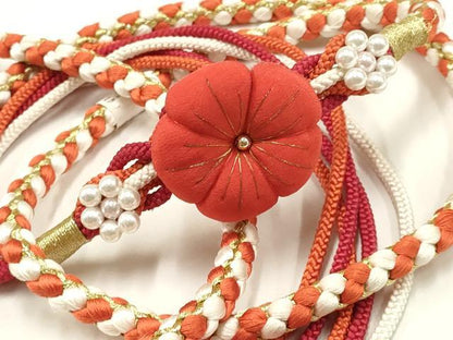 平和屋着物●和装小物 振袖用帯締め 装飾 ちりめん細工 パール 金糸 逸品 未使用 AAAW3386ay