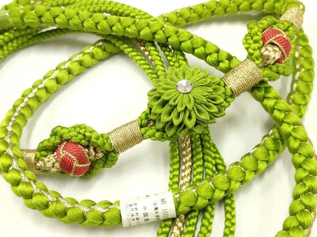 平和屋着物●和装小物　振袖用帯締め　装飾　つまみ細工　ラインストーン　あわじ玉　金糸　逸品　未使用　AAAW3390ay