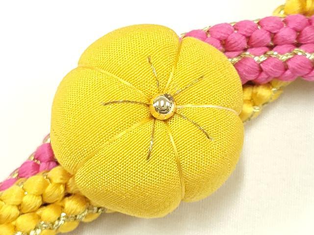 平和屋着物●和装小物　振袖用帯締め　つまみ細工　ちりめん細工　ラインストーン　金糸　逸品　未使用　AAAW3391ay
