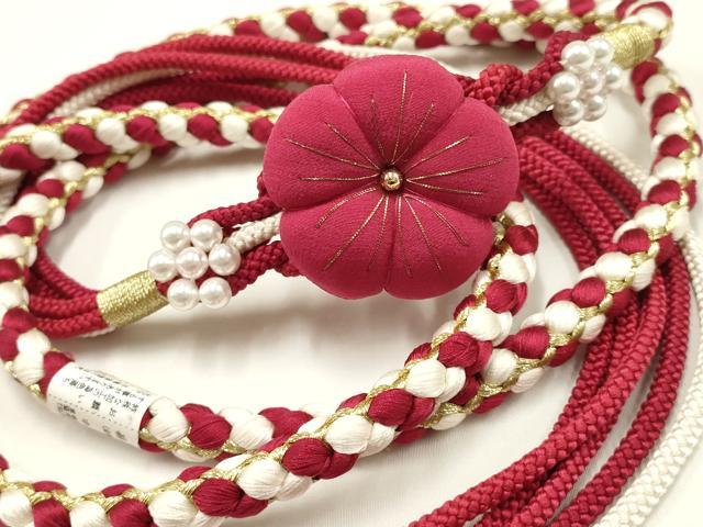 平和屋着物●和装小物 振袖用帯締め 装飾 ちりめん細工 パール 金糸 逸品 未使用 AAAW3396ay
