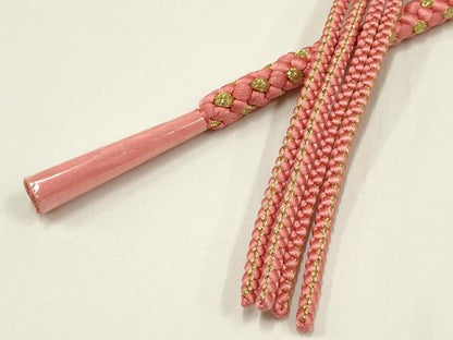 平和屋着物●和装小物　振袖用帯締め　装飾　つまみ細工　ちりめん細工　ラインストーン　金糸　逸品　未使用　AAAW3399ay