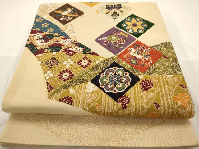 平和屋着物◎太鼓柄袋帯 花鳥文 正絹 逸品 AAAW3516dt