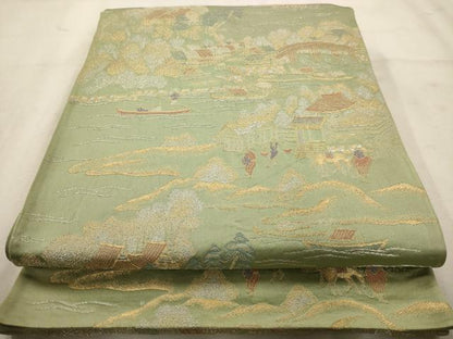 平和屋着物◎六通柄 京袋帯 風景文 金銀糸 正絹 逸品 AAAW3617dt