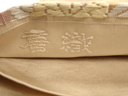 平和屋着物◎六通柄袋帯　唐織　雲取花の丸　金糸　正絹　逸品　AAAW3620dt