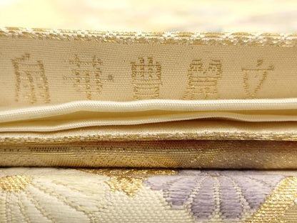 平和屋着物◎六通柄袋帯　唐織　九百錦　扇華豊麗文　金糸　正絹　逸品　AAAW3625dt