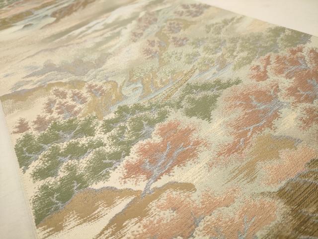 平和屋着物◎六通柄袋帯 風景文 金糸 正絹 逸品 AAAW3626dt