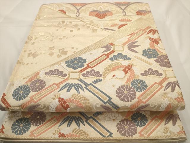 平和屋着物◎六通柄袋帯 唐織 花鳥文 金糸 正絹 逸品 AAAW3637dt