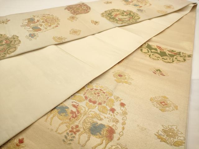 平和屋着物◎六通柄袋帯　鳳凰花文　牛　金糸　正絹　逸品　AAAW3658dt