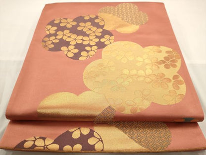 平和屋着物◎六通柄袋帯 舞花文 金糸 正絹 逸品 AAAW3668dt