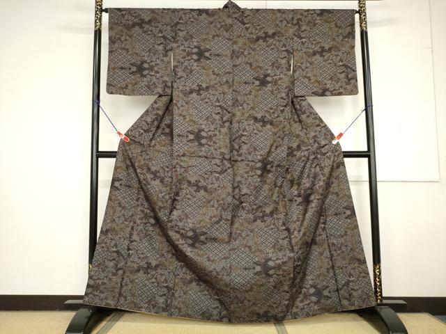 平和屋着物●本場大島紬 7マルキ 七宝草花文 正絹 逸品 AAAW3692ma