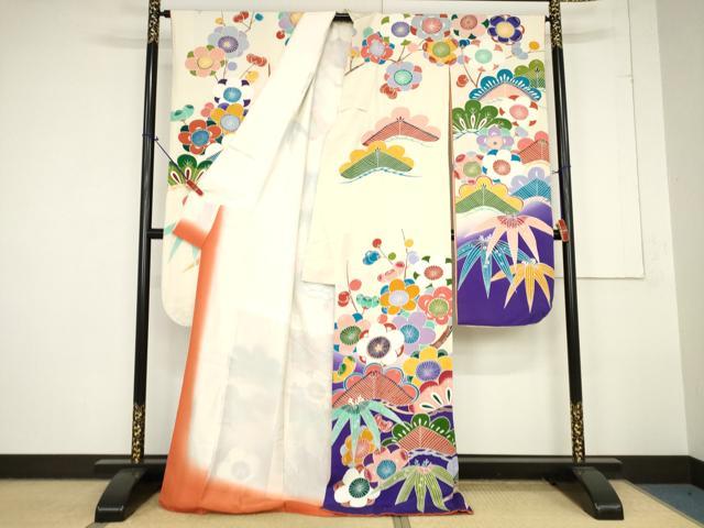 平和屋着物●豪華振袖　松竹梅　暈し染め　正絹　逸品　AAAW3819ma