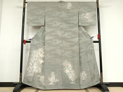 平和屋着物●訪問着 手描き 草花文 正絹 逸品 AAAW4002np
