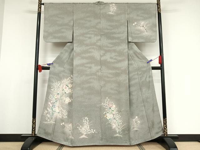 平和屋着物●訪問着 手描き 草花文 正絹 逸品 AAAW4002np