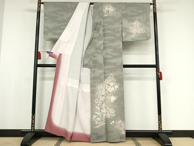 平和屋着物●訪問着 手描き 草花文 正絹 逸品 AAAW4002np