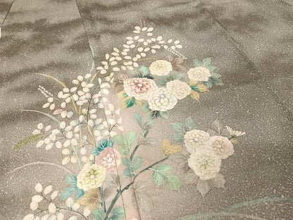 平和屋着物●訪問着 手描き 草花文 正絹 逸品 AAAW4002np