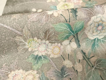 平和屋着物●訪問着 手描き 草花文 正絹 逸品 AAAW4002np