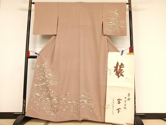 平和屋着物●訪問着　友禅　刺繍　江戸解き文様　金彩　工芸染織宮下　たとう紙付き　正絹　逸品　AAAW4007np