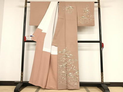 平和屋着物●訪問着　友禅　刺繍　江戸解き文様　金彩　工芸染織宮下　たとう紙付き　正絹　逸品　AAAW4007np
