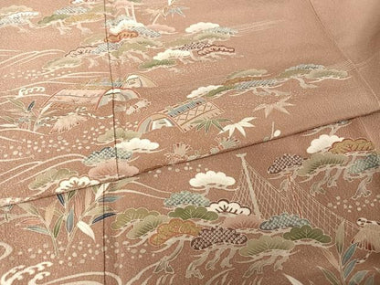 平和屋着物●訪問着　友禅　刺繍　江戸解き文様　金彩　工芸染織宮下　たとう紙付き　正絹　逸品　AAAW4007np