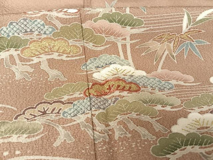 平和屋着物●訪問着　友禅　刺繍　江戸解き文様　金彩　工芸染織宮下　たとう紙付き　正絹　逸品　AAAW4007np