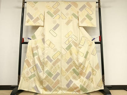 平和屋着物●訪問着 絞り 檜垣文 正絹 逸品 AAAW4013np