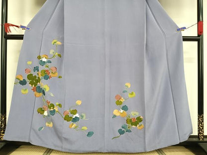 平和屋着物●訪問着 友禅 サルトリイバラ 鬼しぼ縮緬 正絹 逸品 AAAW4018np
