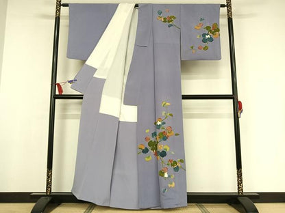 平和屋着物●訪問着 友禅 サルトリイバラ 鬼しぼ縮緬 正絹 逸品 AAAW4018np