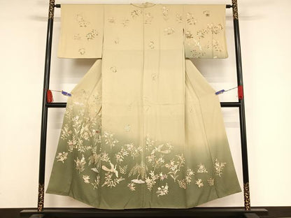 平和屋着物●訪問着 刺繍 鳳凰花文 暈し染め 金彩 正絹 逸品 AAAW4023np