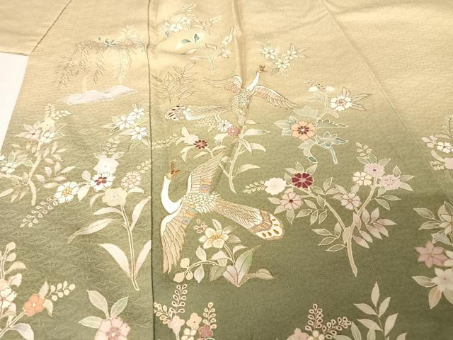 平和屋着物●訪問着 刺繍 鳳凰花文 暈し染め 金彩 正絹 逸品 AAAW4023np